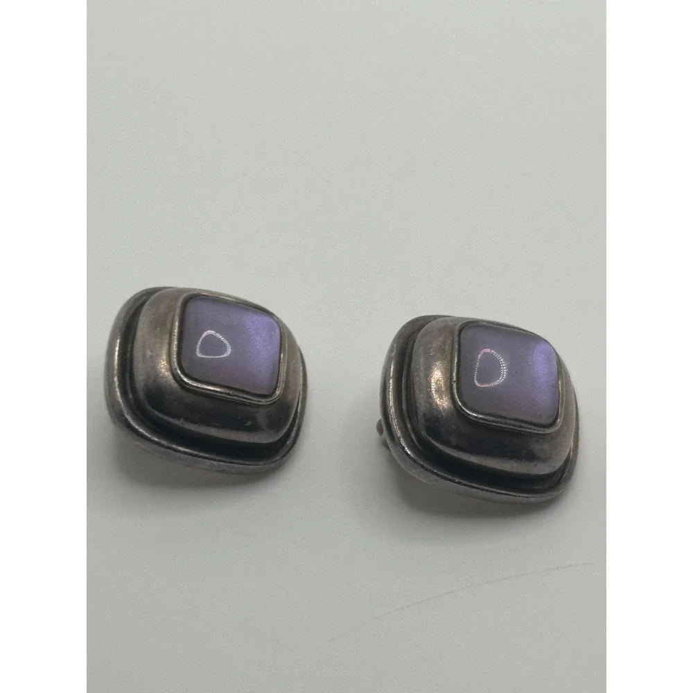 2001 Steve Vaubel Sterling Silver‎ Glass Clip On Earrings